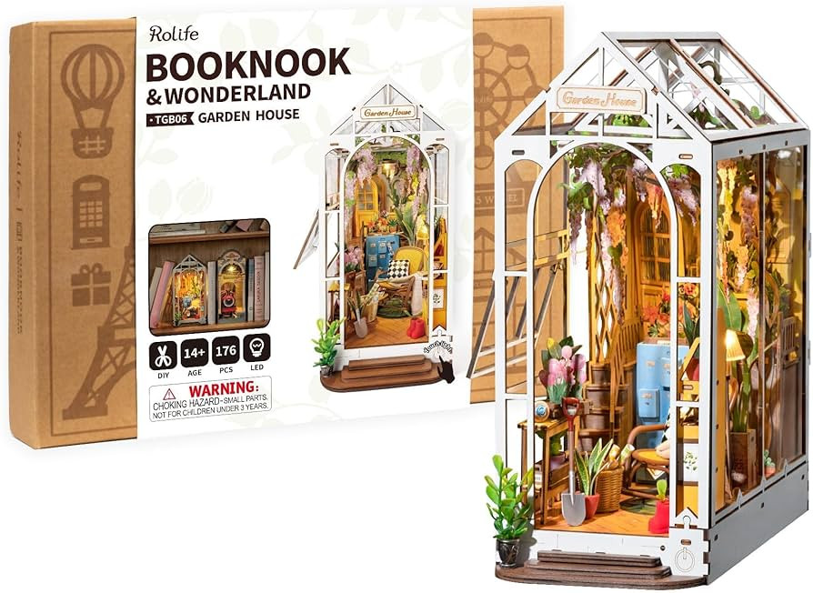 Rolife DIY Book Nook Kits for Adults-Garden House Bookshelf Insert Booknook-3d Puzzle Dollhouse R... | Amazon (US)