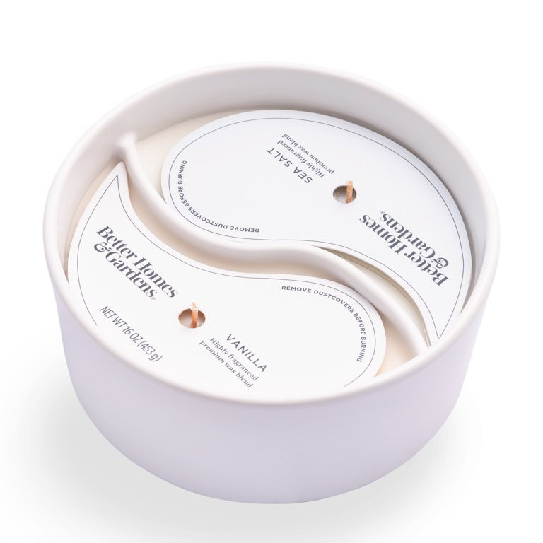 Better Homes & Gardens Sea Salt and Vanilla Scented 16oz 2-wick Ceramic Duo Candle | Walmart (US)