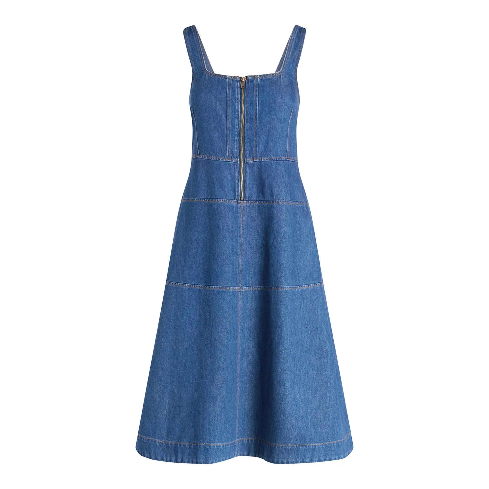 Free Assembly Women's Sleeveless Square Neck Denim Midi Dress, Sizes XS-XXL | Walmart (US)