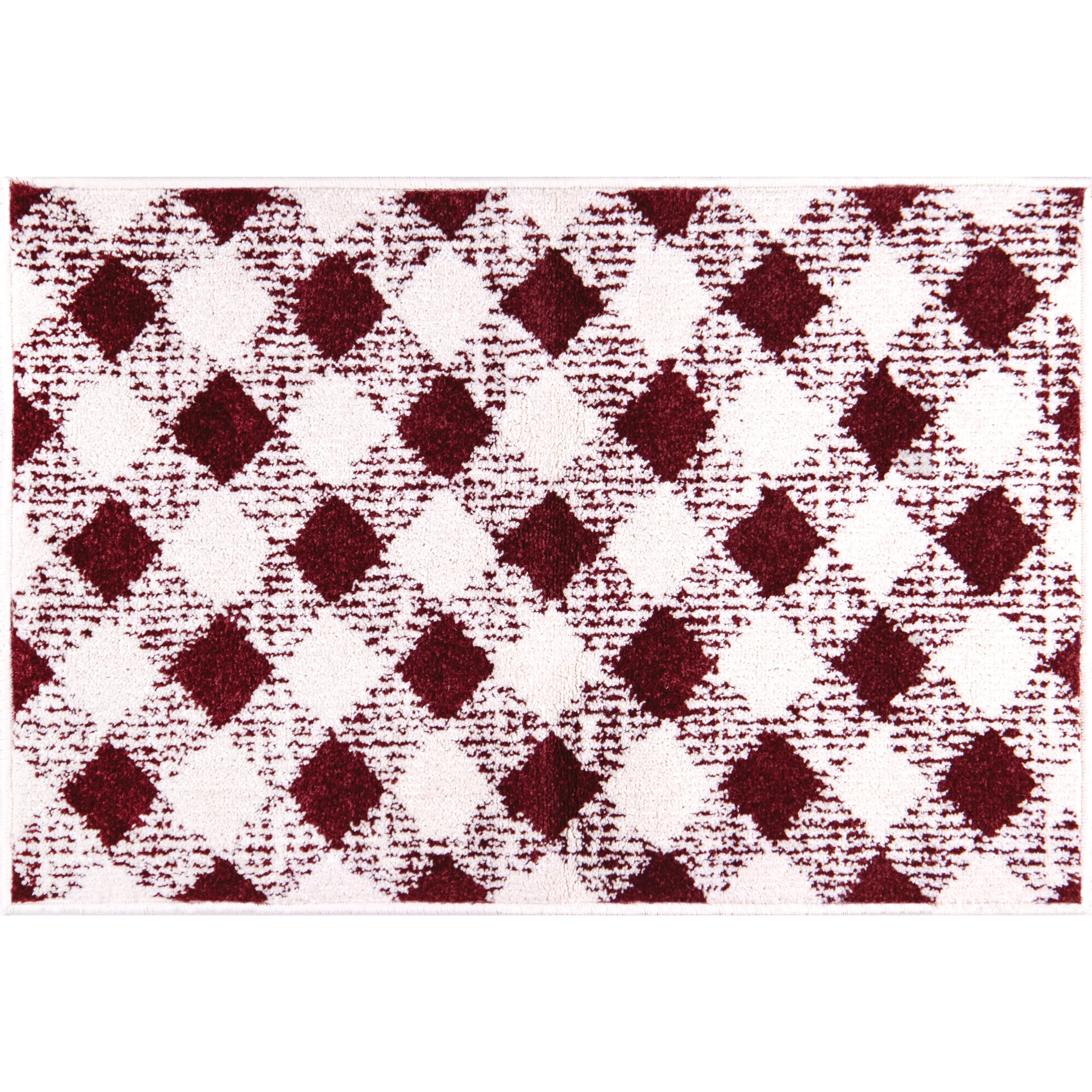 My Texas House Noelle 2' x 3' Burgundy White Plaid Indoor Area Rug | Walmart (US)