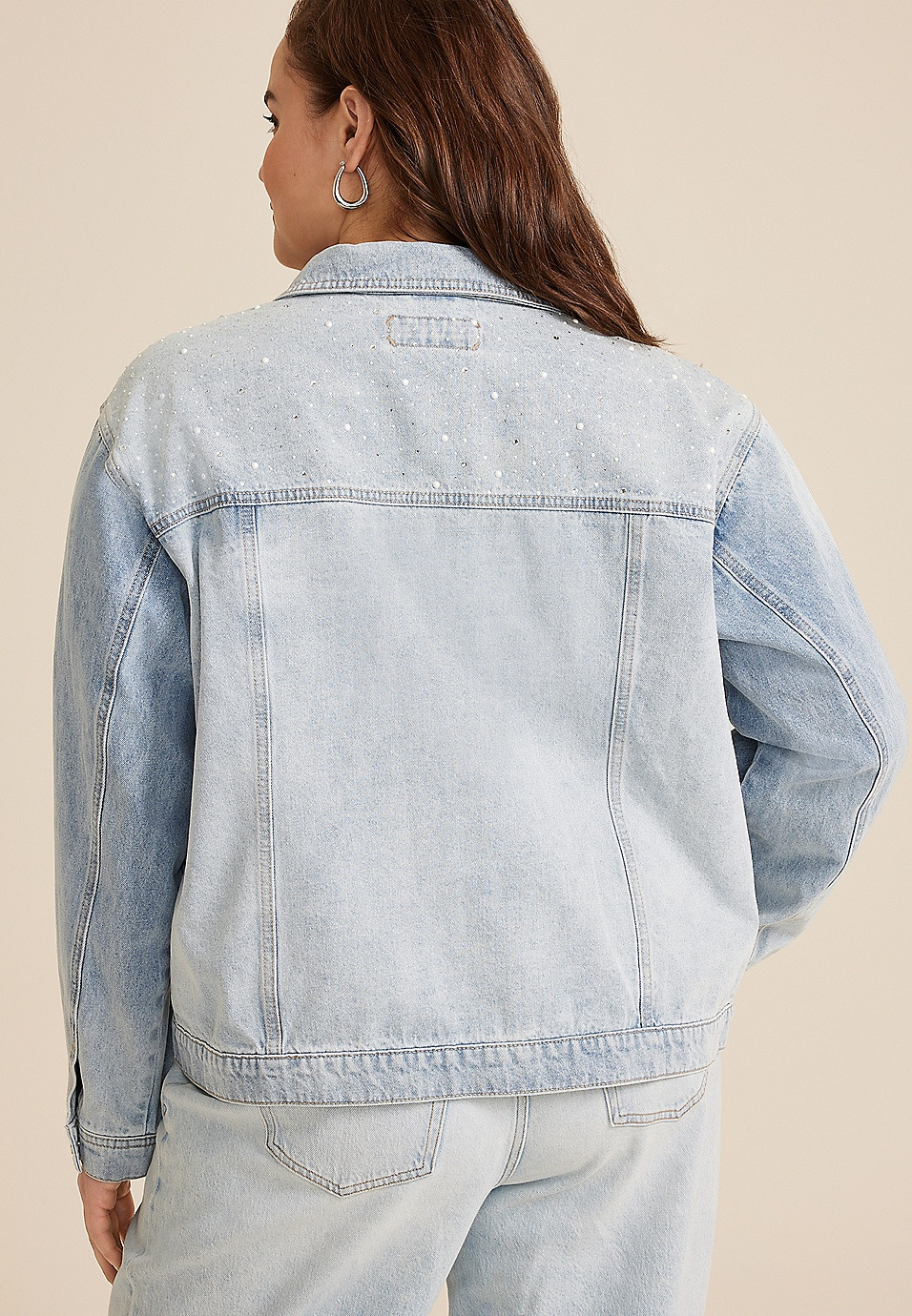 Plus Size Light Nonstretch Sparkle Denim Jacket | Maurices