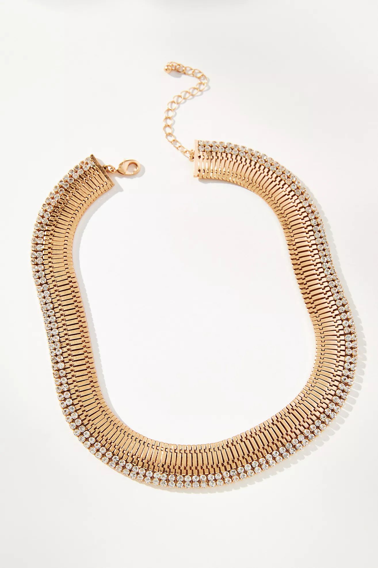 The Restored Vintage Collection: Wide Pavé Snake Chain Necklace | Anthropologie (US)