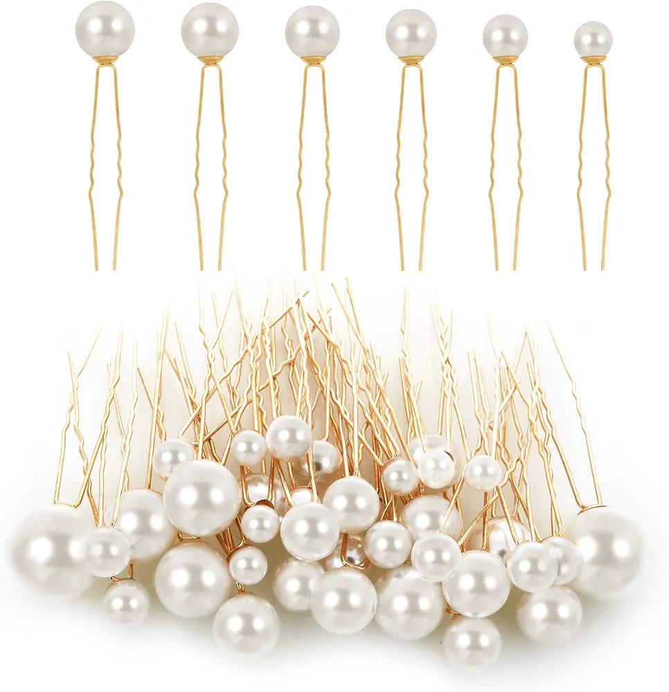 Lusofie 36Pcs Hair Pins with Pearls for Women and Girls - Bridal and Wedding Hairstyles Pearl Bob... | Amazon (US)