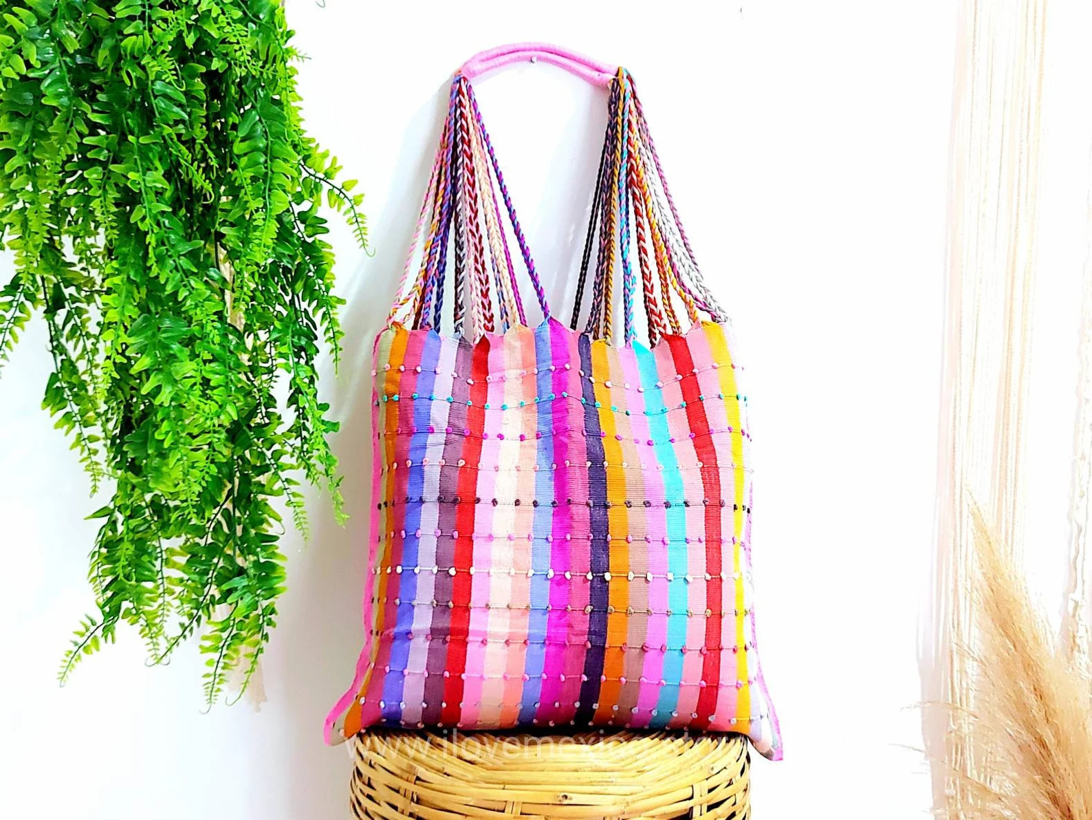 Mexican Dotted Canvas Tote / Canvas Market Bag - Etsy | Etsy (US)