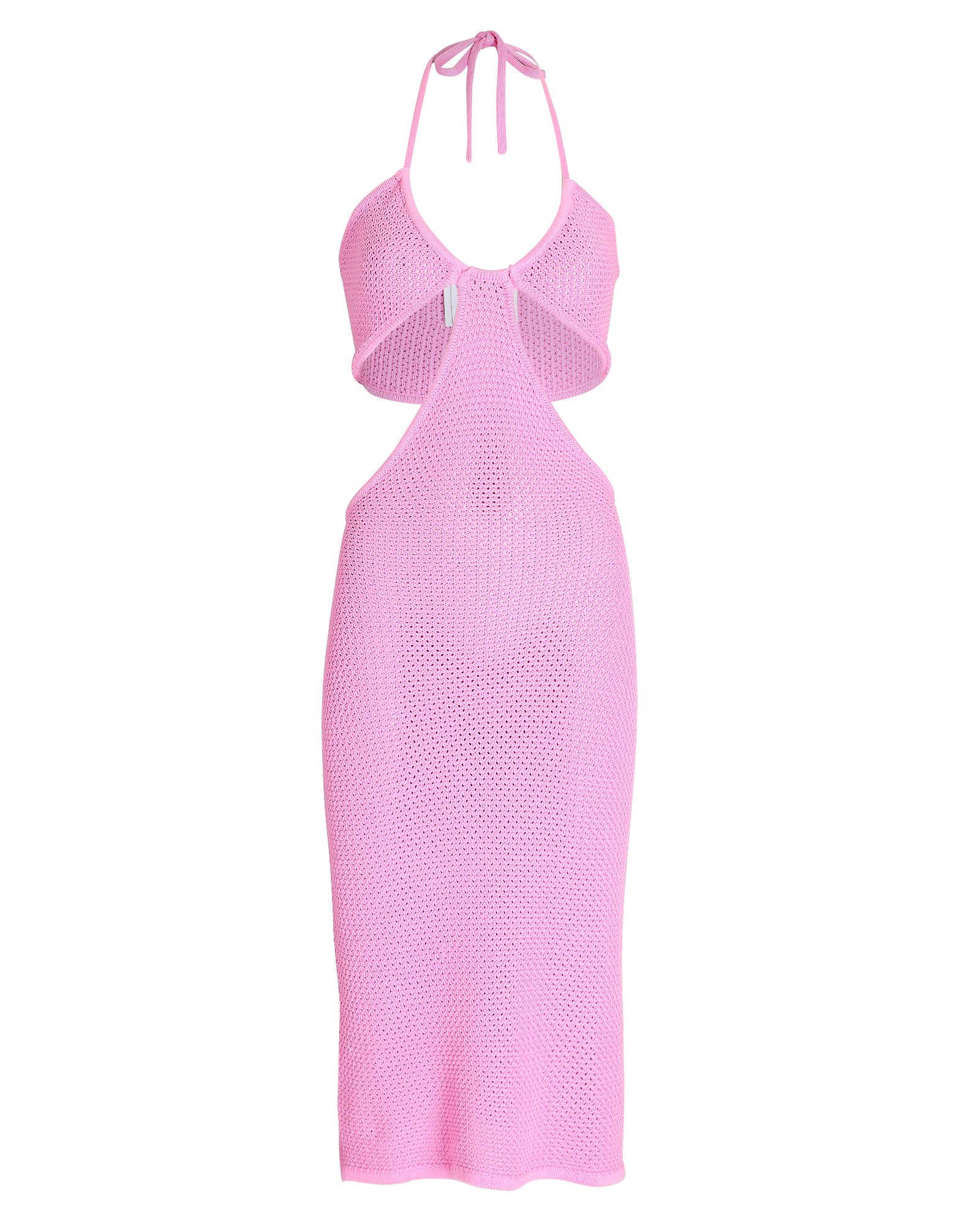 Victor Glemaud Crochet-Knit Halter Mini Dress, Pink M | INTERMIX