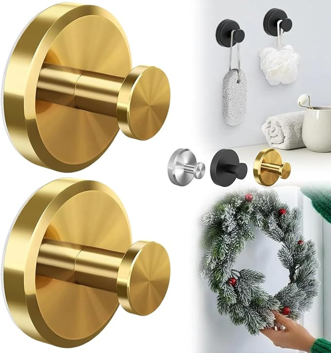 Luxe Hold No-Drill Hooks, 2024 Upgraded Suction Cup Hooks, Stainless Steel Waterproof Suction Cup... | Amazon (US)