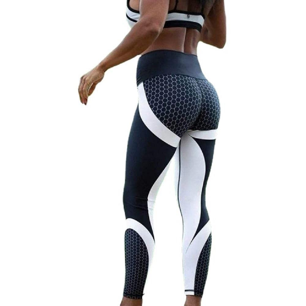 Depslee Honeycomb High Waisted Yoga Pants for Women-Soft Opaque Tummy Control Printed Leggings Pa... | Amazon (US)