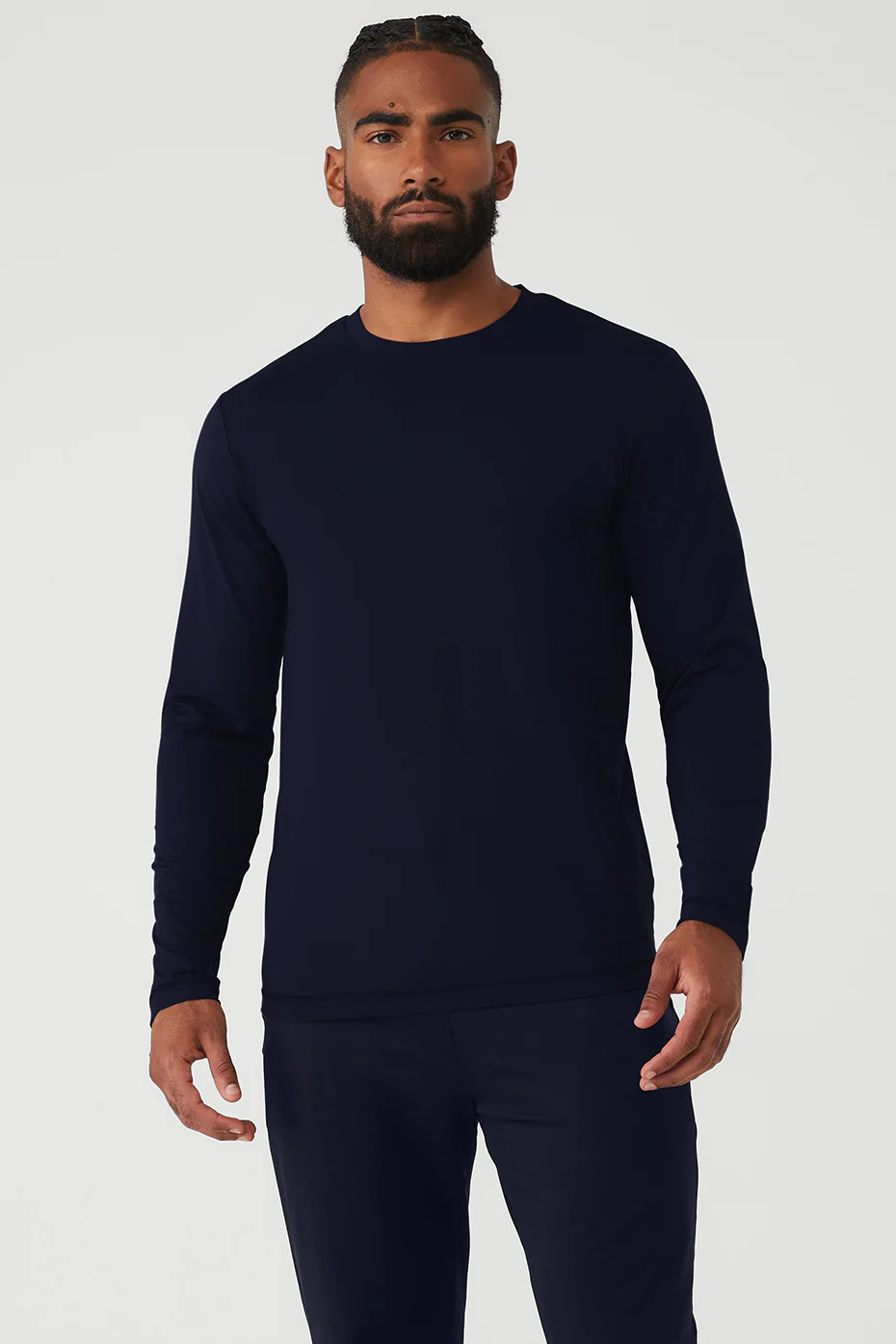Alo Yoga� | Conquer Reform Crewneck Long Sleeve Top in Navy Blue, Size: XL | Alo Yoga (US)