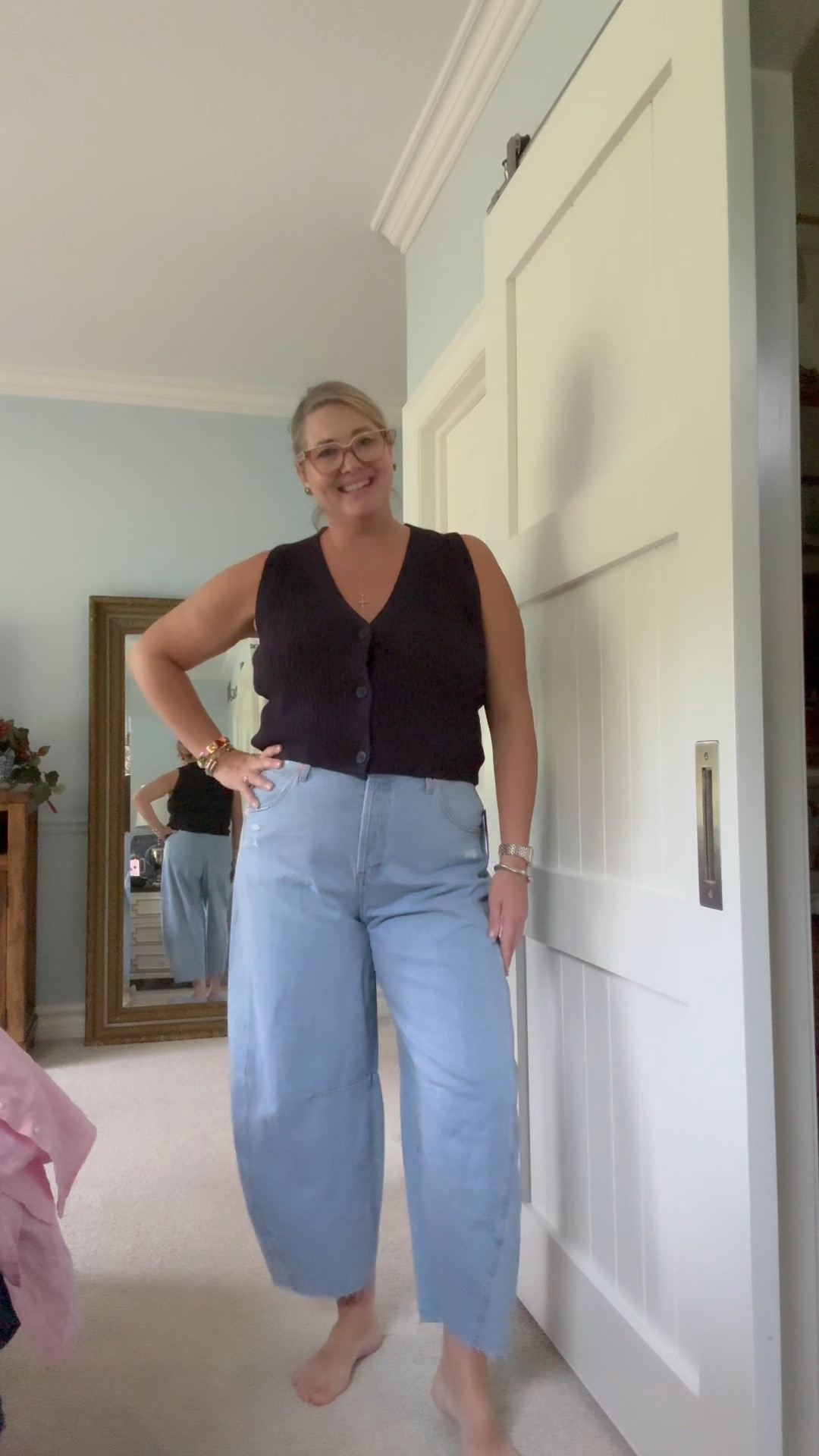 Transitioning into a fall with this target try on from home.
Barrel Jean target size 16 
Pink sweater size extra large 
Green sweater size XXL 
Navy blue sweater vest size XXL 

#LTKOver40 #LTKStyleTip #LTKMidsize