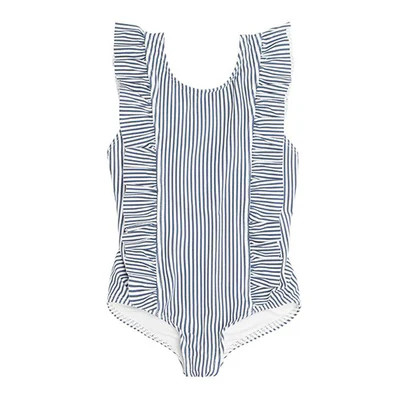 girls stripe ruffle one piece | minnow