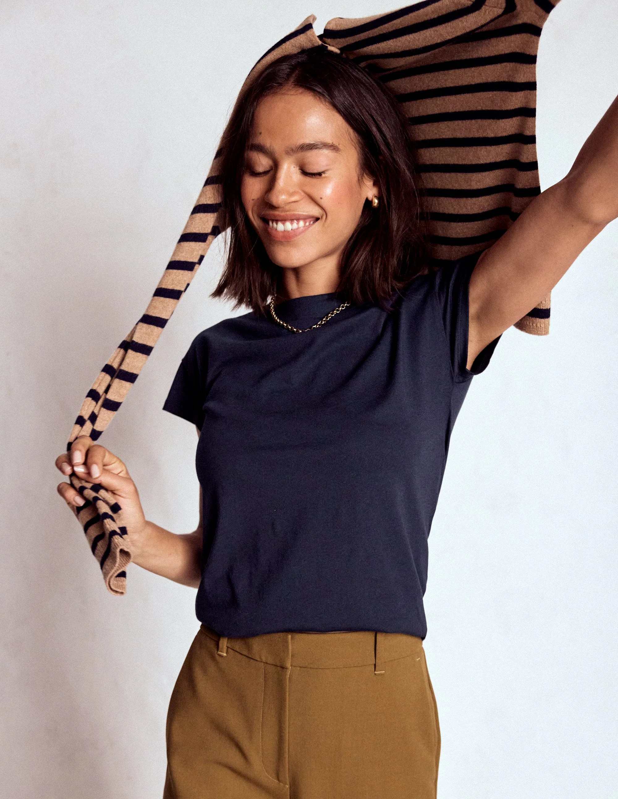 Supersoft Boat Neck T-Shirt-Navy | Boden UK