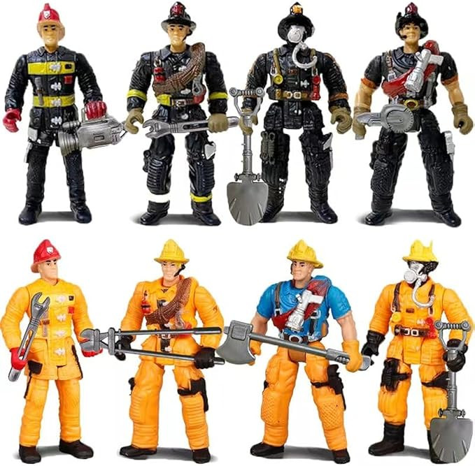 8 Pieces Firefighter Action Figures Fireman Figurines Toys with Tools for Party Decoration People... | Amazon (US)