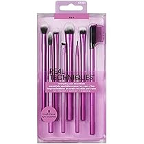 Real Techniques Eyeshadow Brush Set, Makeup with Gel Eyeliner, Flat Eye, and Eyelash Brushes, Purple | Amazon (US)