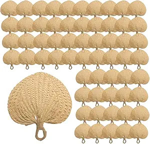 Koyal Wholesale Natural Raffia Hand Fans, 60-Pack, Bulk Pack, Palm Leaf Hand Fans, Buri Fans, Han... | Amazon (US)