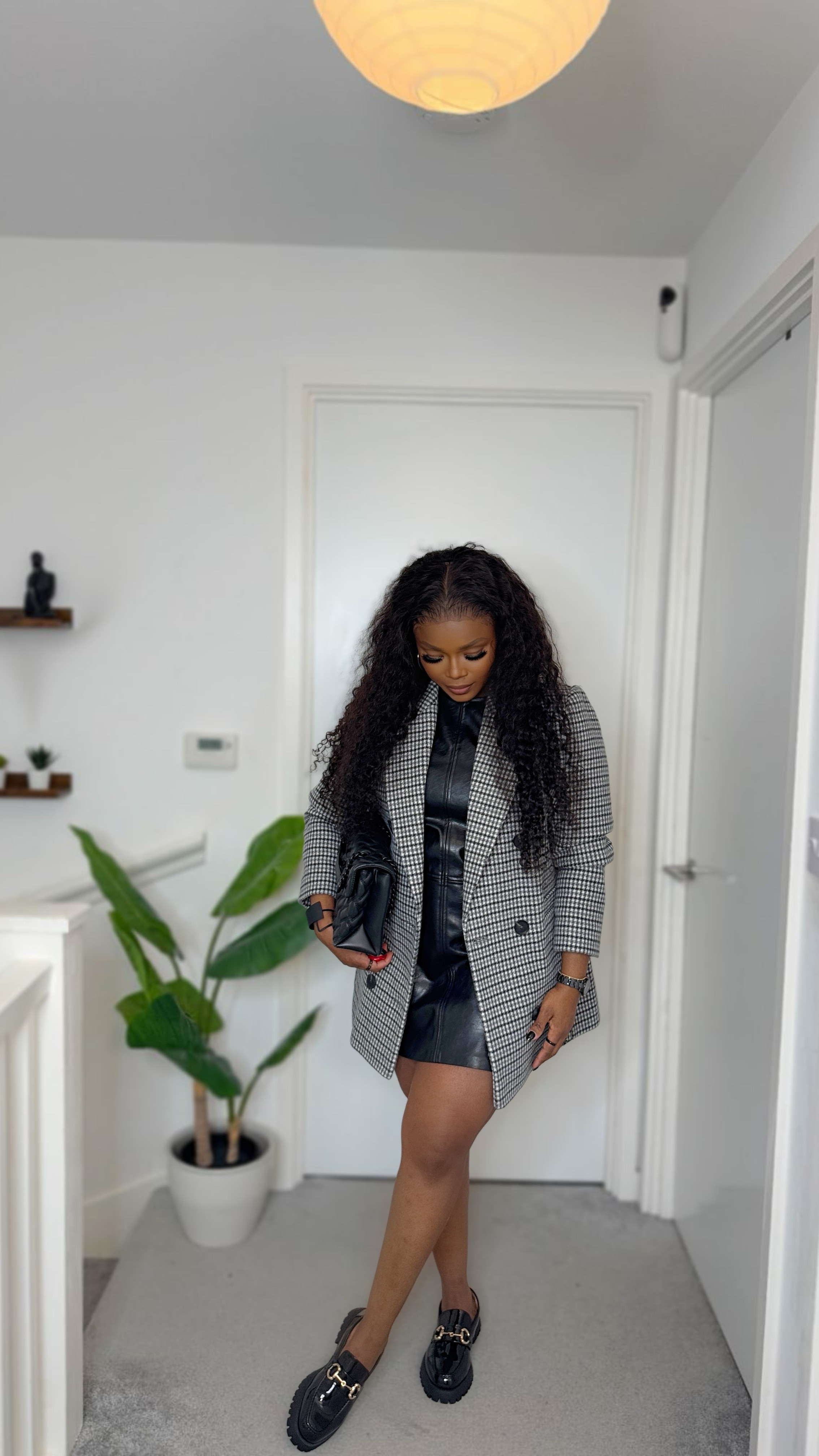 Edgy meets classic ⚡️ Styling a black leather dress with an oversized check blazer, loafers & sleek accessories for the perfect effortless look! #GRWM #OutfitInspo #StreetStyle #BlazerTrend #EffortlessChic #OOTD

#LTKFashionMonth #LTKmodest #LTKstyletip