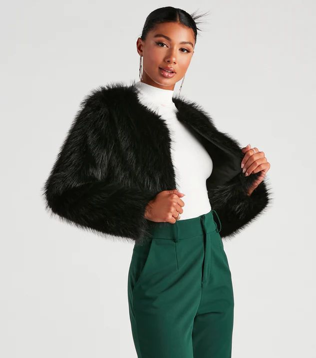 Style Diva Faux Fur Crop Jacket | Windsor Stores