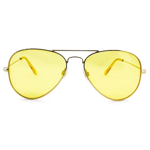 Women's Aviator Sunglasses with Yellow Tinted Lenses - Gold | Target