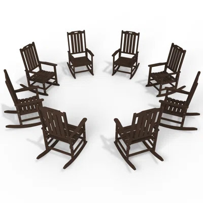 Oversized Rocking Chair,Outdoor Weather Resistant Adirondack Rocker Chair With Comfort High Backrest For Patios, Porches, Garden | Wayfair North America