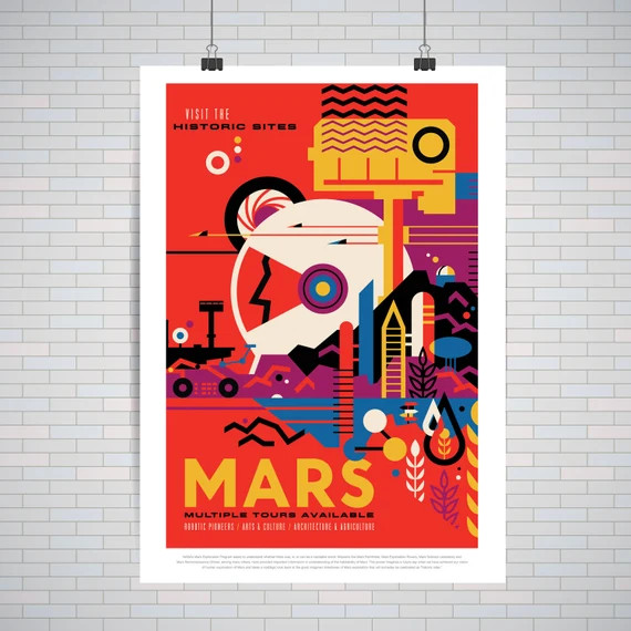 Mars Tours, Space Poster | astronaut / cosmonaut poster | A2 or A3 Poster Check below for sizes, Exp | Etsy (US)