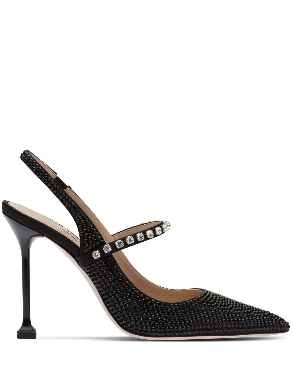 Miu Miu 105mm crystal-embellished Satin Pumps - Farfetch | Farfetch Global