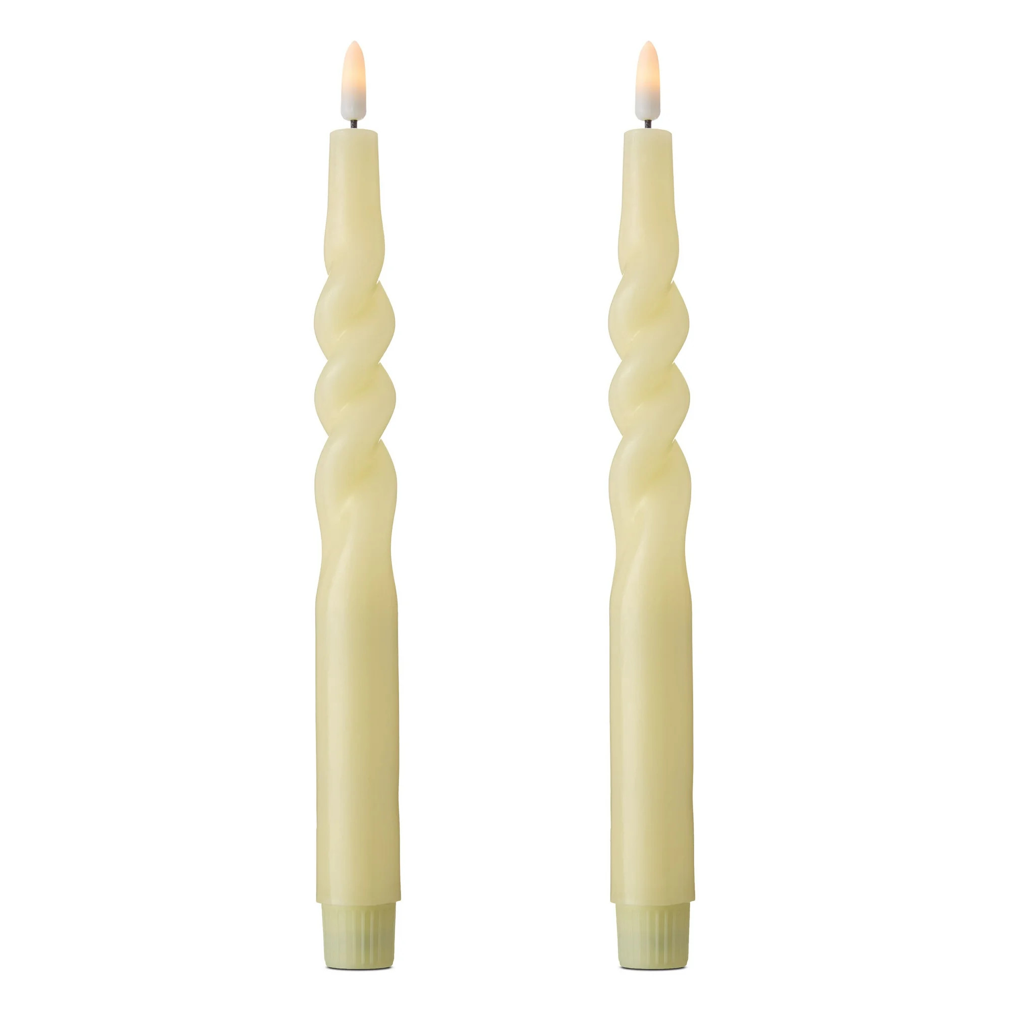 Battery Operated LED Flameless Wax Twisty Taper Christmas Candles, Cream, 11", 2 Count, by Holida... | Walmart (US)