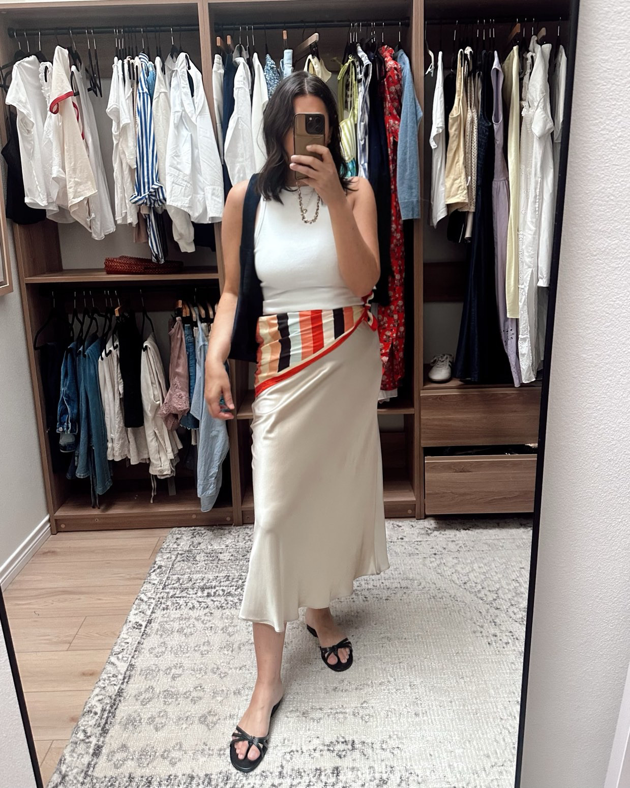 Really giving this scarf around the waist thing a try...I don't know if I'm sold yet though! 

I'm in the large of the skirt, medium of the tank. 

 