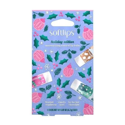 Softlips Holiday Edition Jolly Holly Gift Box Moisturizing Natural Lip Balm - 3ct | Target