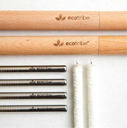 Eco-Friendly Reusable, Premium Stainless Steel Metal Drinking Straws & 2 Handcrafted Wooden Travel C | Amazon (US)