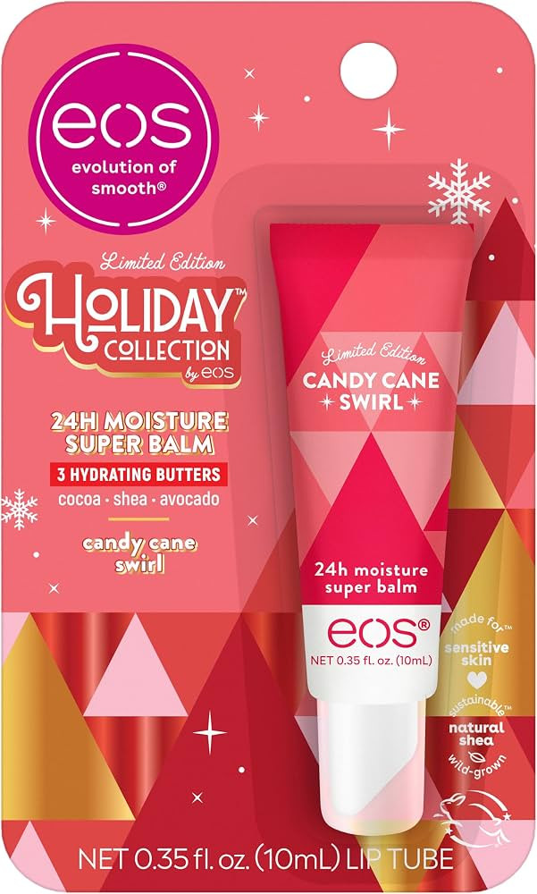 eos Holiday Lip Butter Gift- Candy Cane Swirl Super Balm, 24H Moisture, Stocking Stuffers, 0.35 f... | Amazon (US)