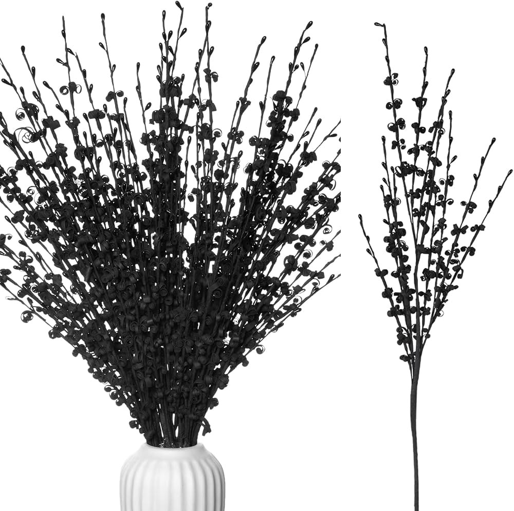 5 Pcs Artificial Black Flowers Halloween Flowers Bouquet 29.5" Long Stem Faux Dry Branches for Ha... | Amazon (US)