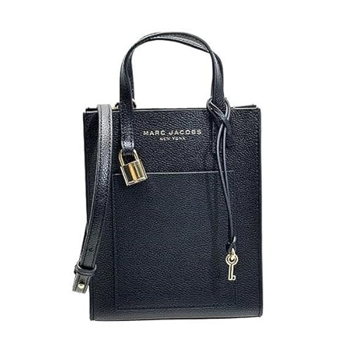 Marc Jacobs H001L03FA22 Mini Grind Black With Gold Hardware Leather Women's Micro Tote Bag | Amazon (US)