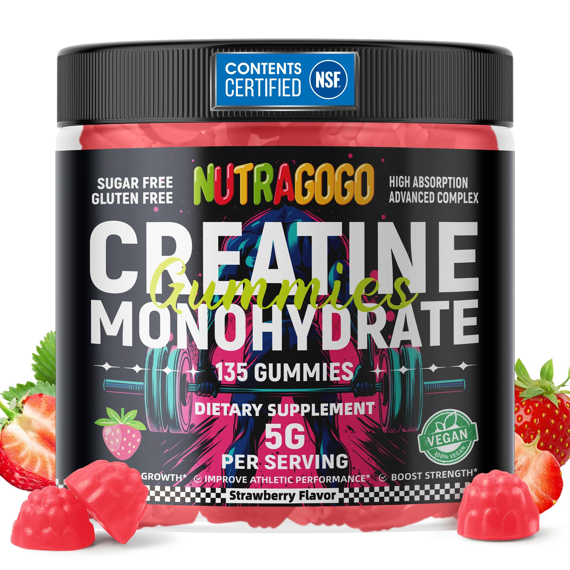 NSF Certified Creatine Gummy - Creatine Monohydrate Gummies for Men & Women-5g of Creatine Monohy... | Amazon (US)