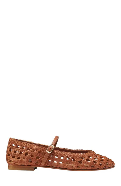 MARGAUX The Woven Demi Jane Flat in Saddle Leather at Nordstrom, Size 36 | Nordstrom
