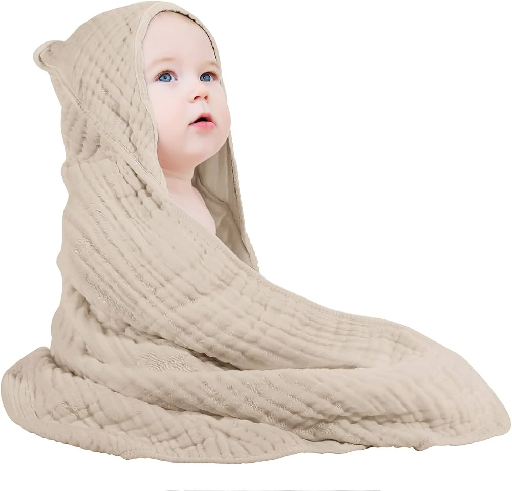 Yoofoss Hooded Baby Towels for Newborn 100% Muslin Cotton Baby Bath Towel with Hood for Babies, I... | Amazon (US)