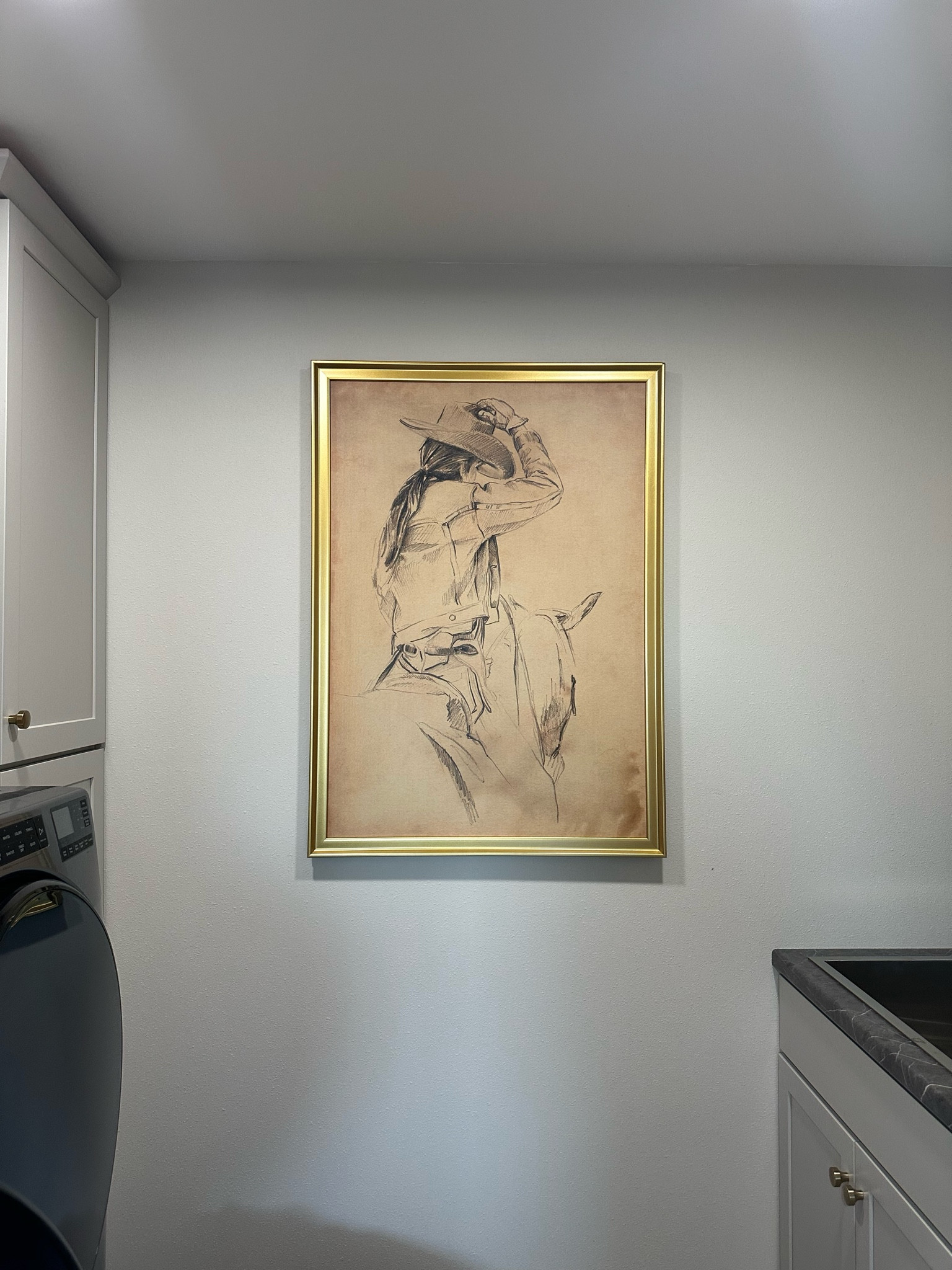 Currently my favorite art piece in our new house! Love this cowgirl print in the laundry room. 

Western // cowgirl // home decor // horses // home design // new build // home inspiration // best of Walmart 

#LTKHome #LTKSaleAlert