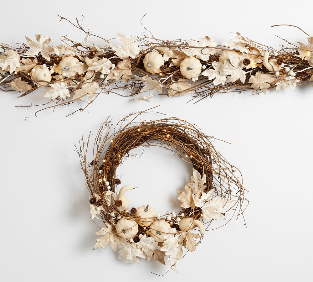 Harvest Pumpkin Wreath & Garland | Pottery Barn (US)