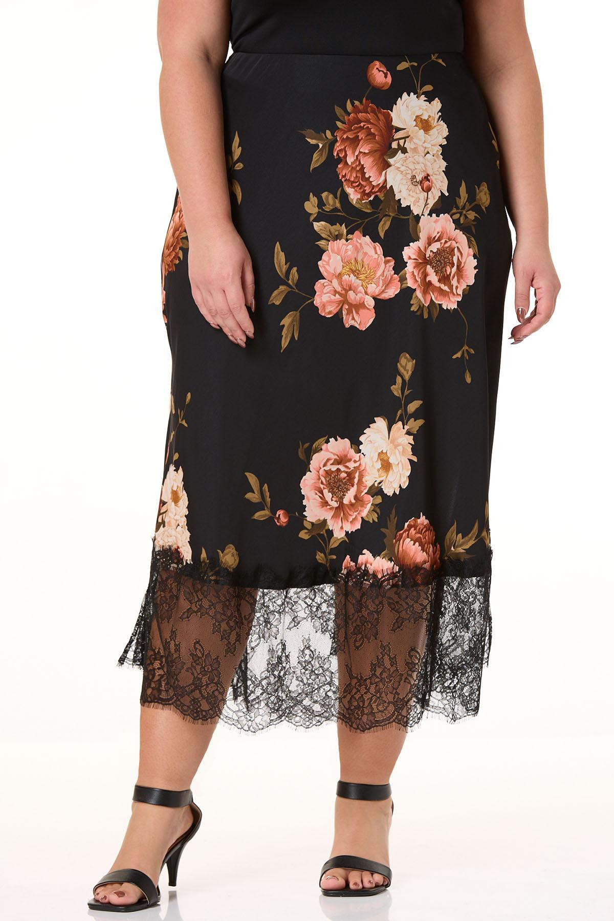 Plus Size Floral Lace Hem Skirt | Cato Fashions