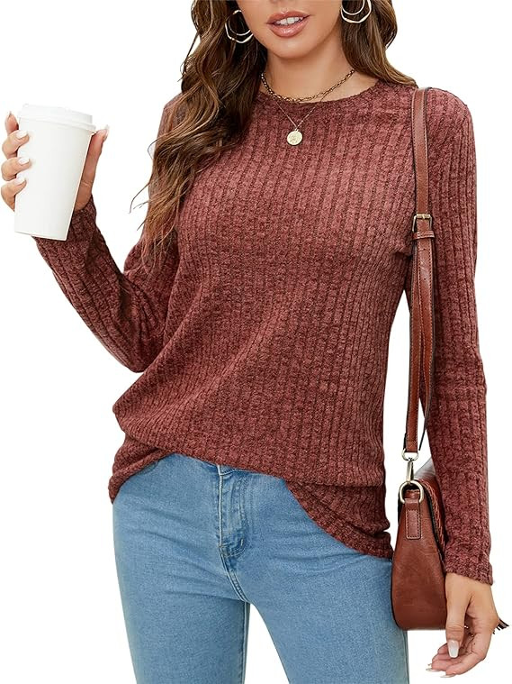 SimpleFun Women's Tunic Sweaters Lightweight Fall Casual Long Sleeve Crewneck Pullover Tops | Amazon (US)