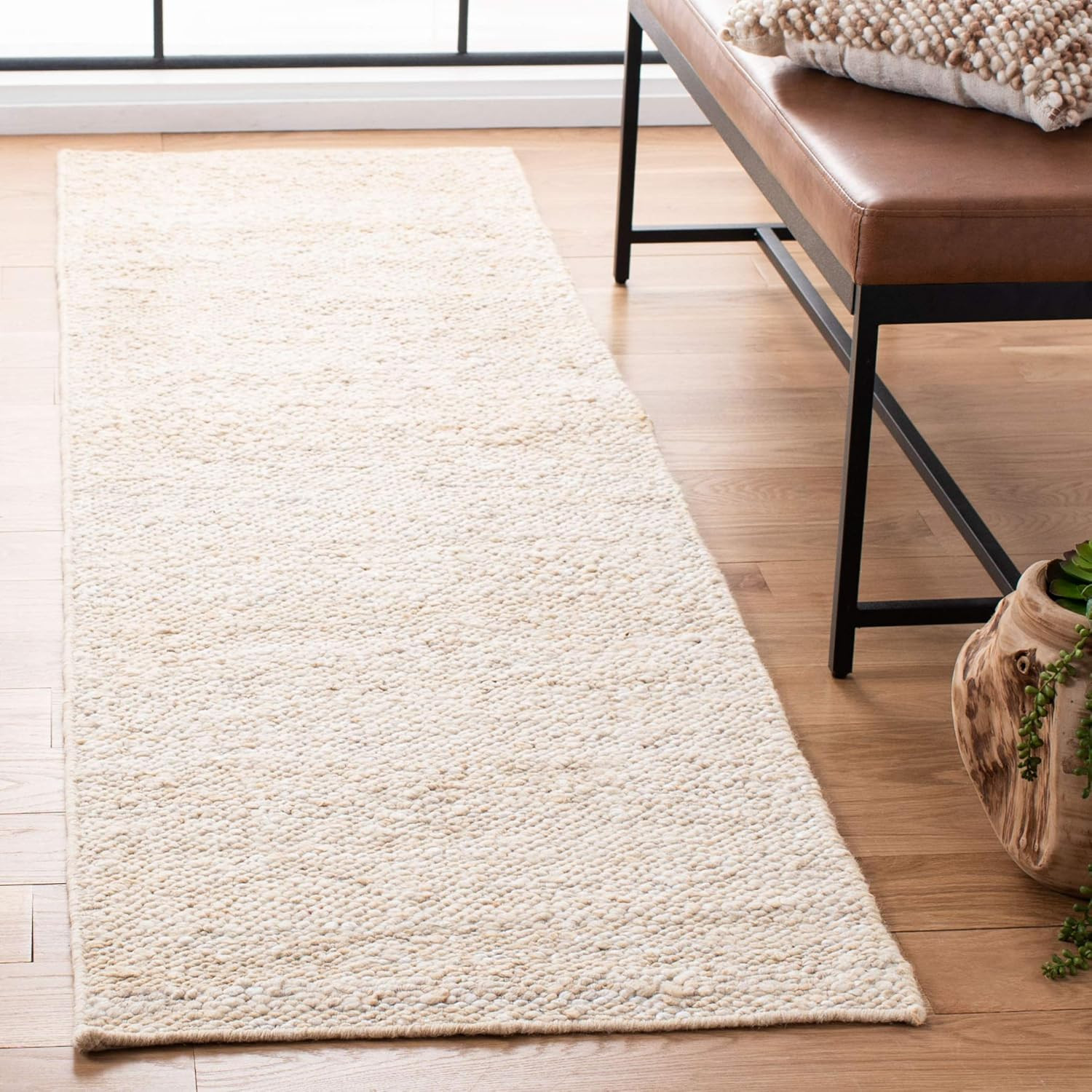 SAFAVIEH Natura Collection Runner Rug - 2'3" x 8', Ivory, Handmade Wool, Ideal for High Traffic Areas in Living Room, Bedroom (NAT263A) | Amazon (US)