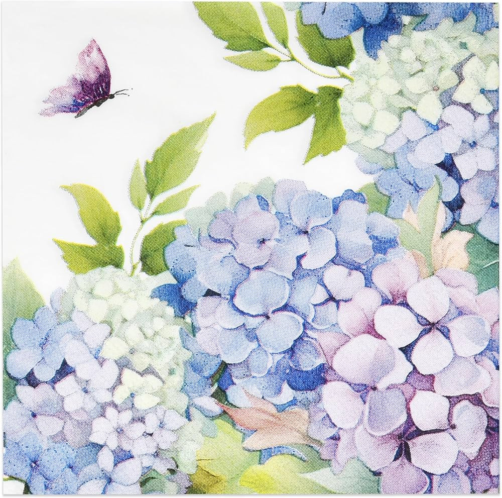 100 Pcs Hydrangea Floral Cocktail Beverage Napkins Hydrangeas Flowers Disposable Paper Dessert Na... | Amazon (US)