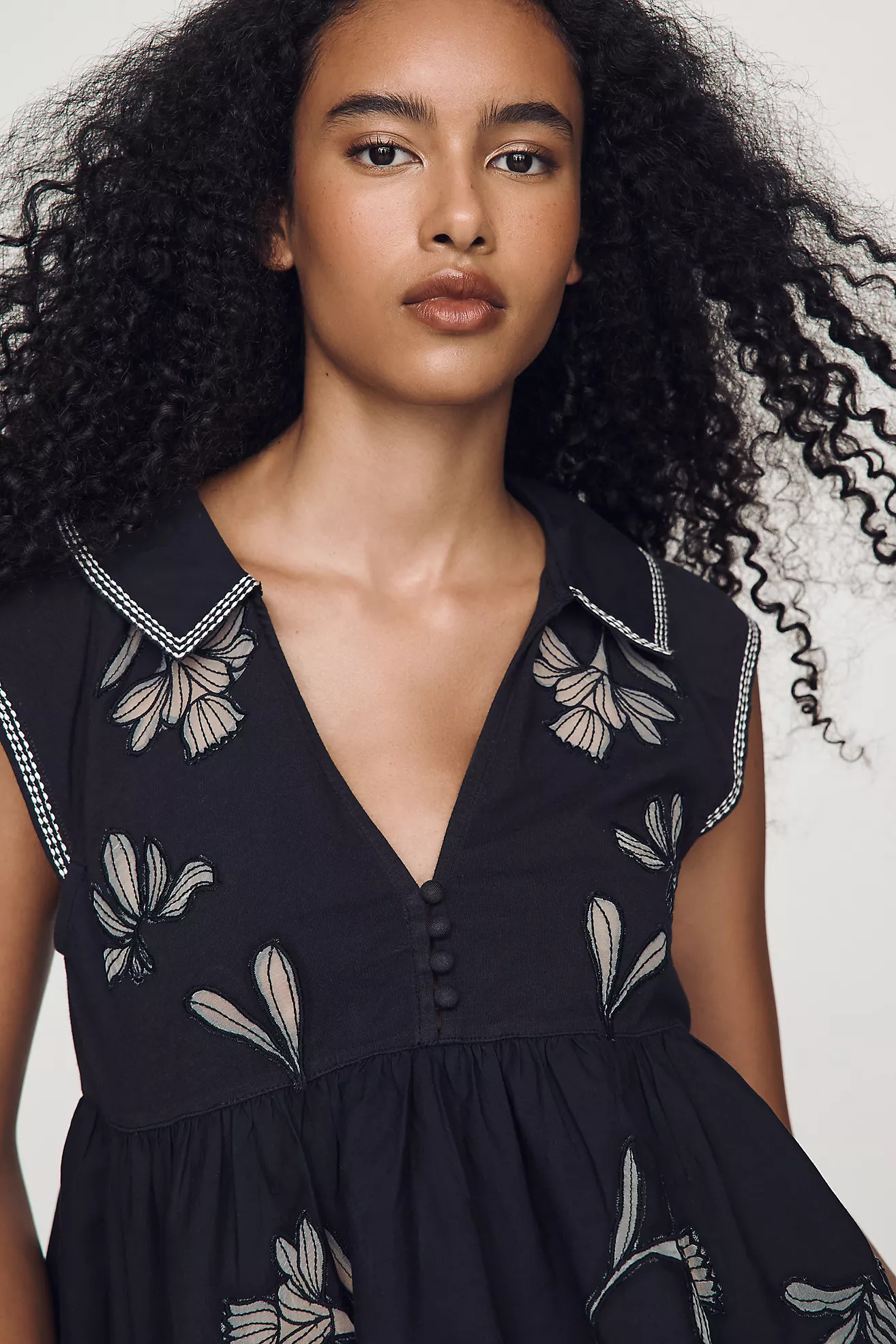 By Anthropologie Cotton Cutwork Babydoll Top | Anthropologie (US)