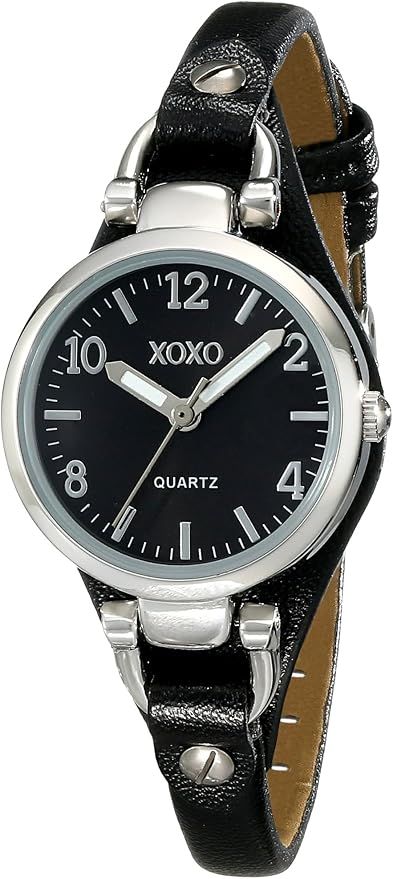 XOXO Women's XO3396 Silver-Tone Watch with Black Synthetic Leather Band       Add to Logie | Amazon (US)