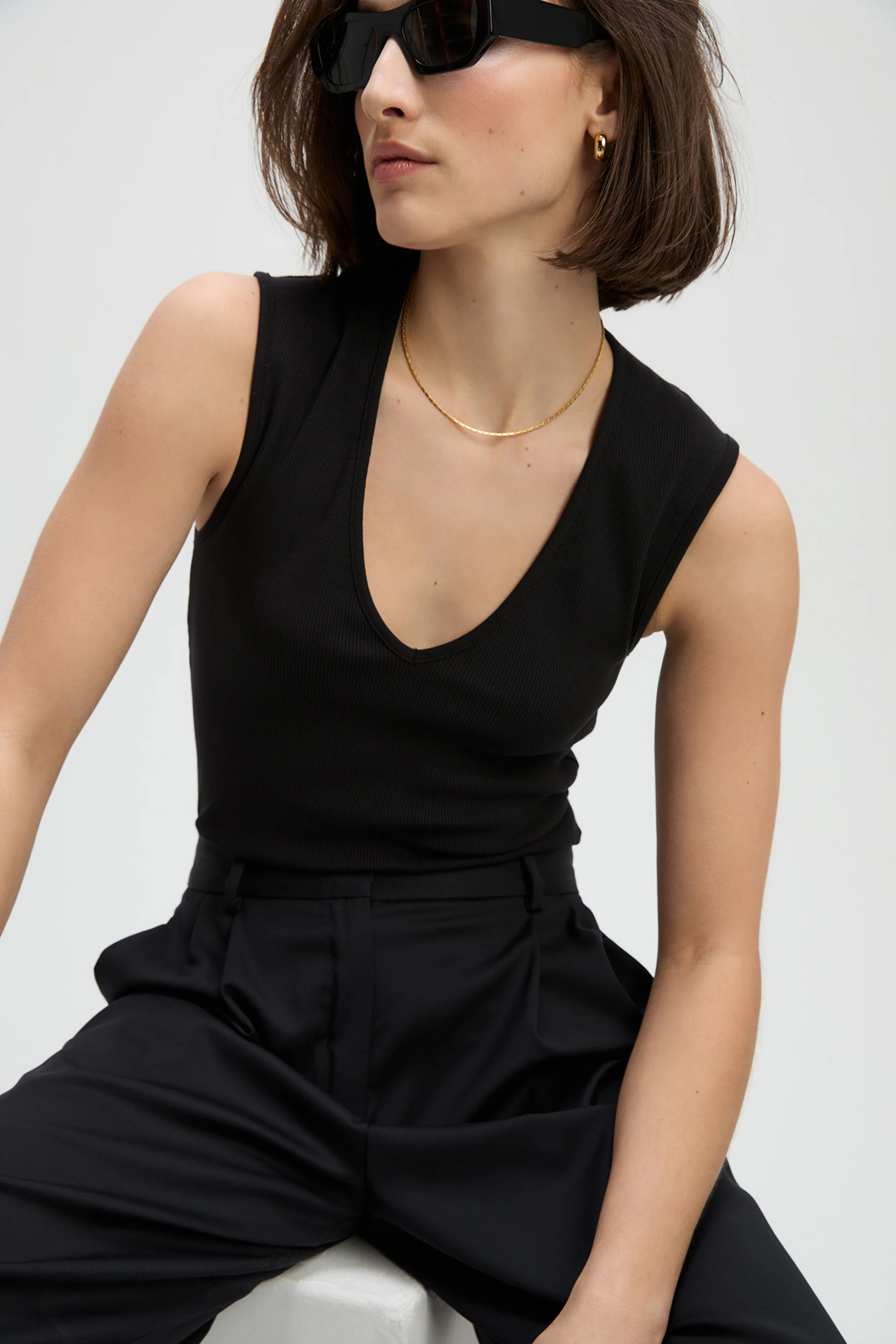 The V-Neck Tank in Black | Sold Out NYC