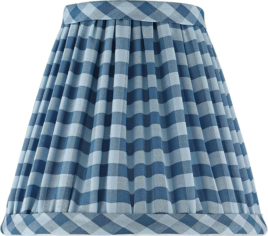 Springcrest Gingham Navy Plaid Pleated Cotton Clip-On Empire Shade (3x6x5) - Springcrest | Amazon (US)