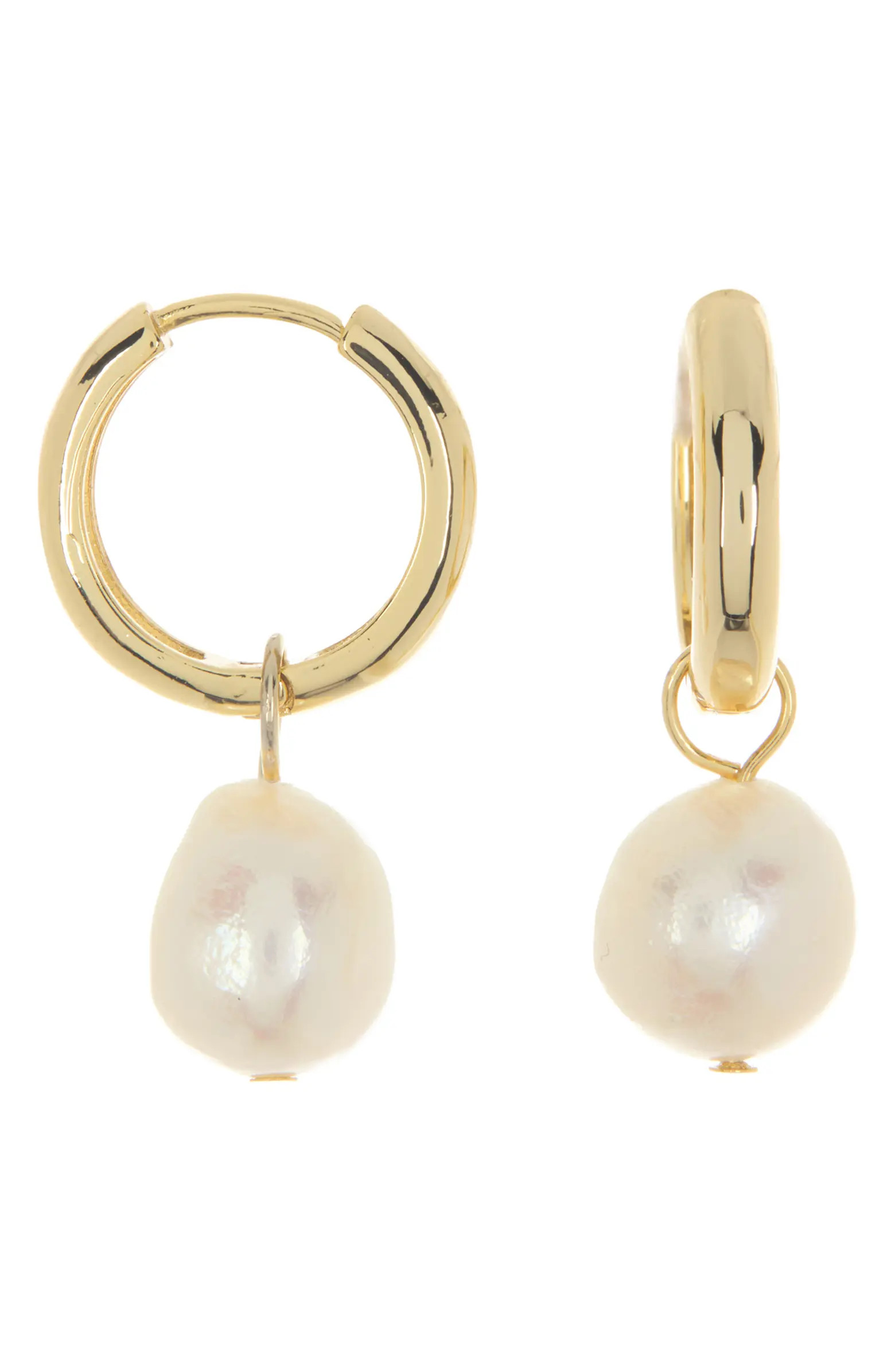 NORDSTROM RACK 9.5-10mm Freshwater Pearl Drop Huggie Earrings | Nordstromrack | Nordstrom Rack