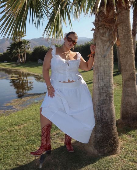 Pops of red♥️

Spring outfit, summer outfit, white dress, maxi skirt, coquette, cowboy bootss

#LTKFestival #LTKstyletip #LTKplussize