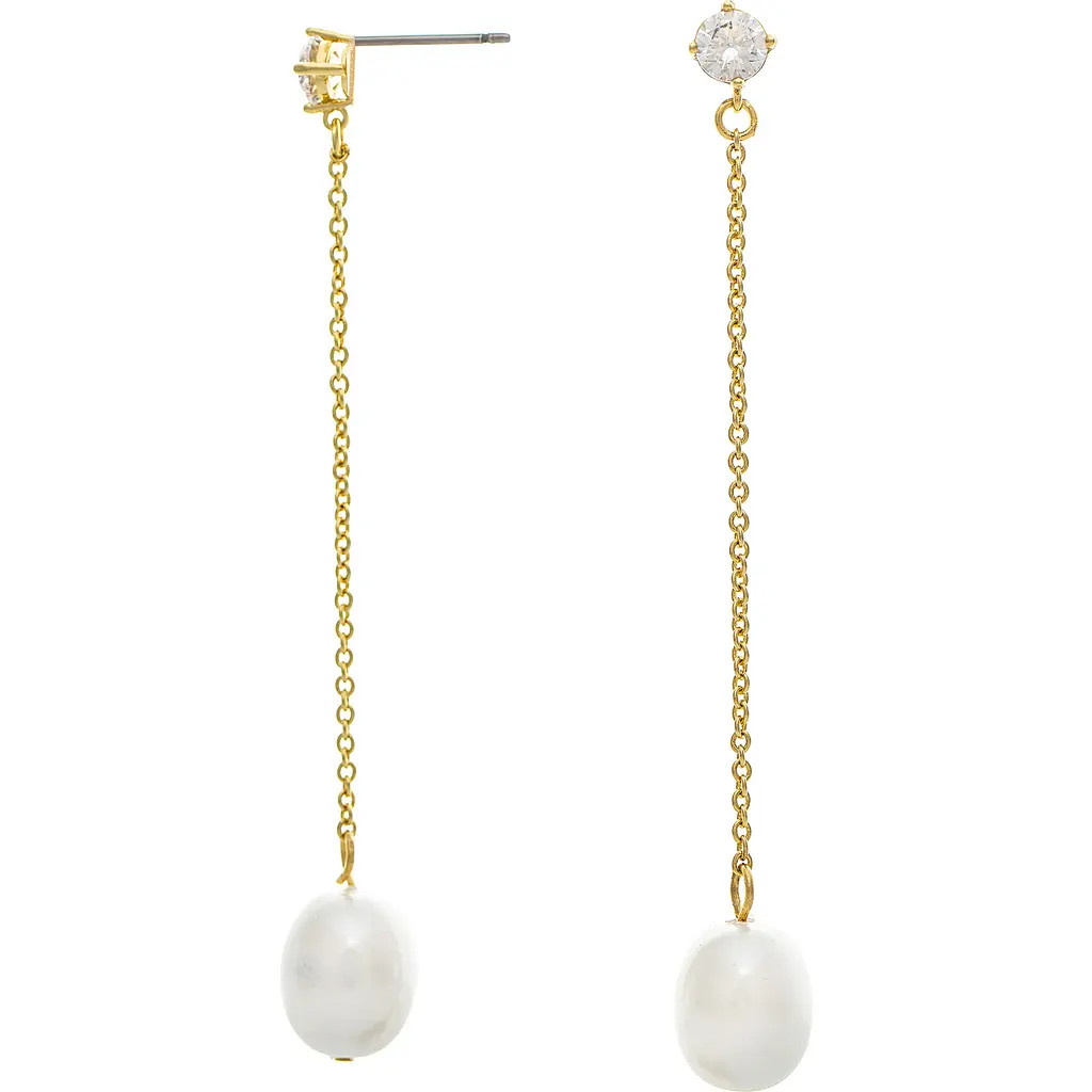 RIVKA FRIEDMAN 18K Gold Plated CZ & Pearl Drop Earrings in Gold/Pearl at Nordstrom Rack | Nordstrom Rack