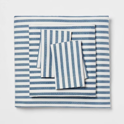 Full Microfiber Sheet Set Blue Stripe - Room Essentials™ | Target