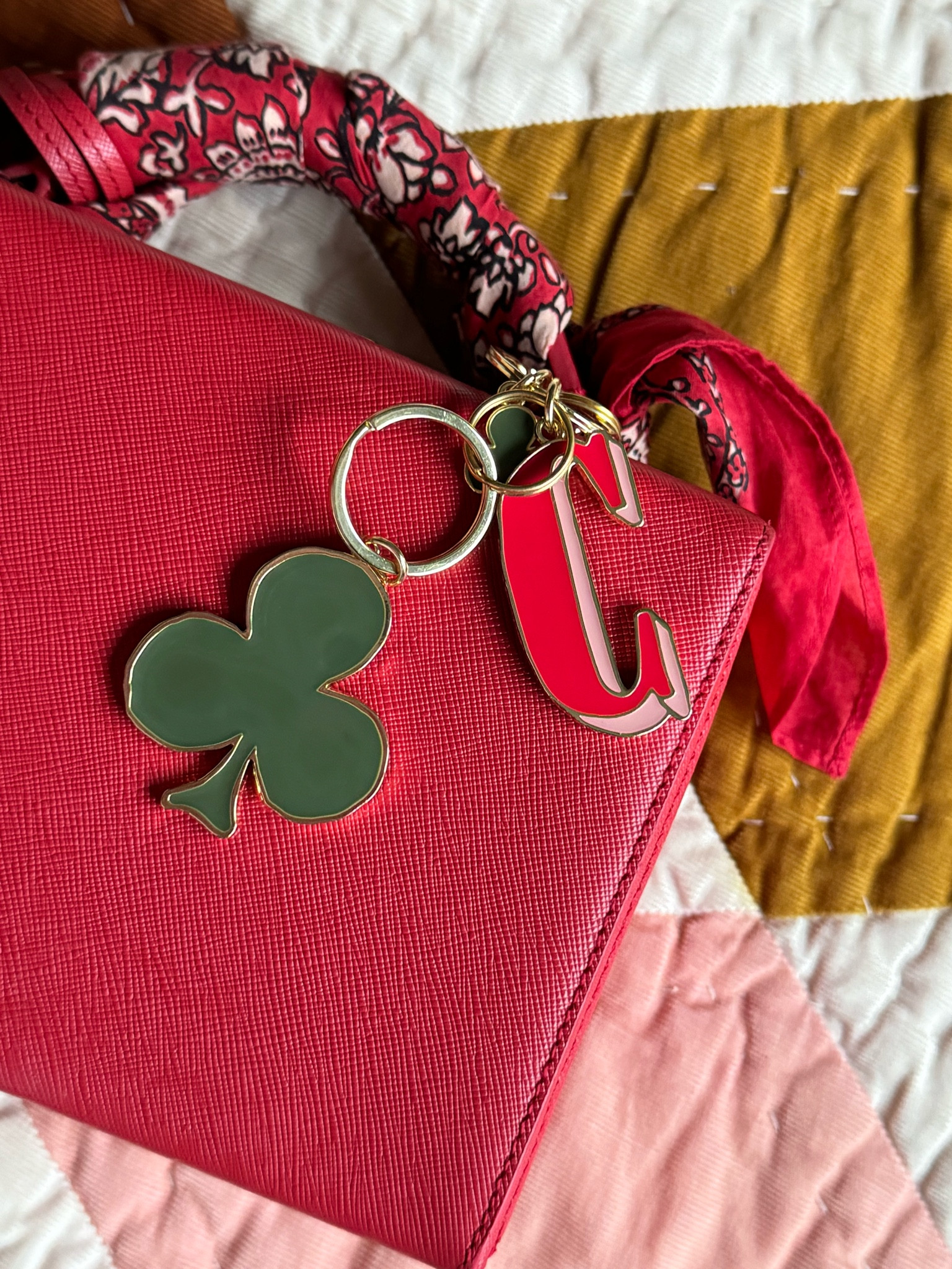 Bag charms, red bag, lucky charms, initial keyring, sezane, mark cross grace bag 

#LTKautumn #LTKuk #LTKbag