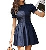 RIHOAS Plaid Gingham Mini Dress Short Sleeve Smocked Dresses for Women | Amazon (US)